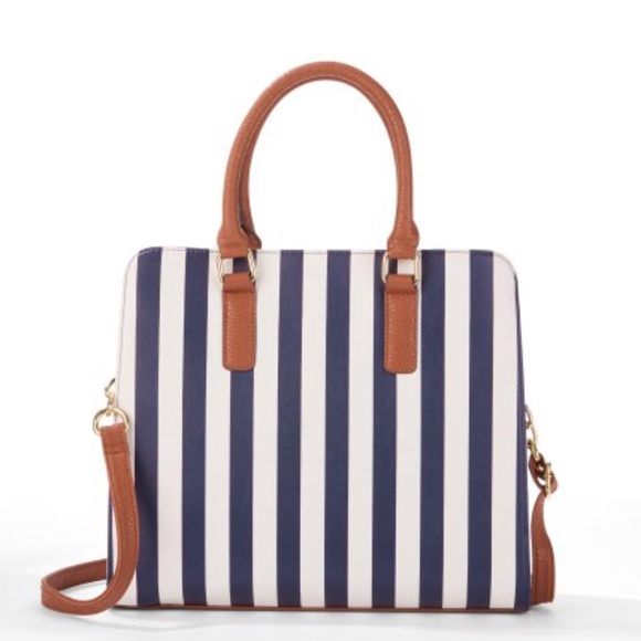 navy striped purse